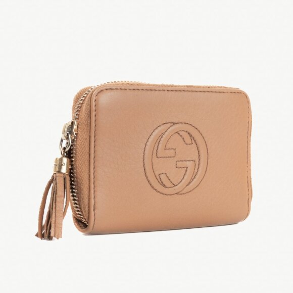 Gucci Soho Disco Rose Beige Leather GG Tassel Wallet - Picture 2 of 9